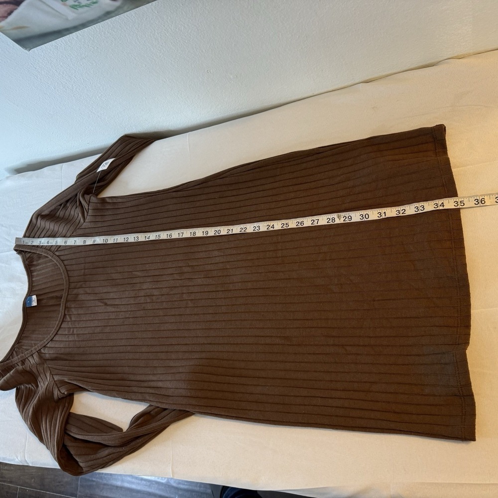 New Old Navy Ballet Ribbed Knit Long Sleeve Espresso Brown Dress Women's Large - Picture 5 of 6